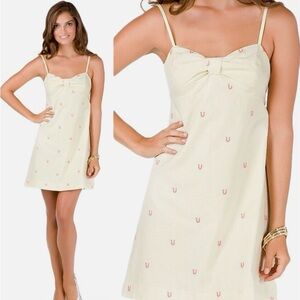 Lilly Pulitzer Kelley Starfruit Yellow Horse Show Horseshoe Seersucker Dress 0